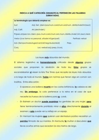 Identifica categorías gramaticales