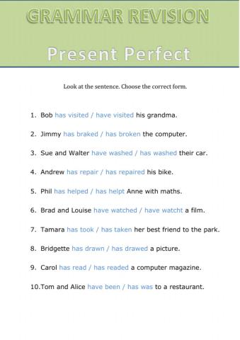 Choose the correct Conjugation