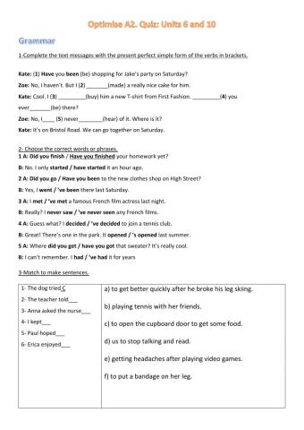 Quiz: units 6 and 10