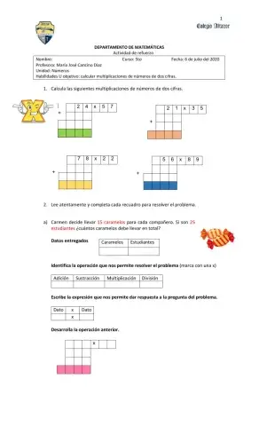 Multiplicación de números de dos cifras