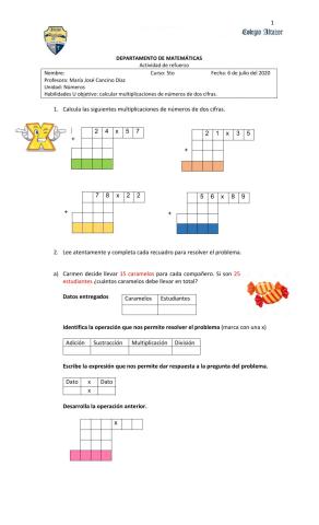 Multiplicación de números de dos cifras