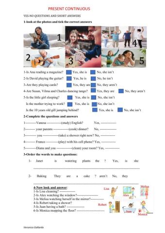 Present Continuous Yes-no questions