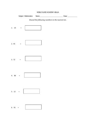 Worksheet rounding numbers