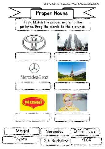 Tasksheet Year 5 Proper Nouns