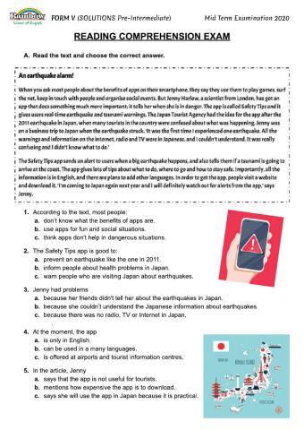 FORM V - Mid Term Exams 2020 - Reading-Listening
