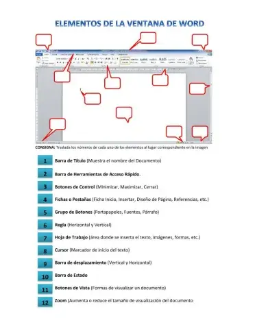 Elementos de la ventana de word