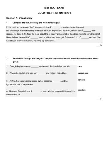 Progress test units 6-9