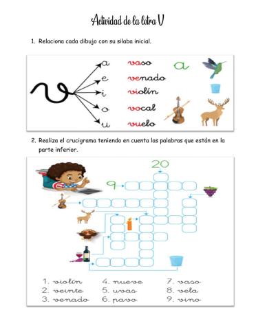 Actividad de la letra v