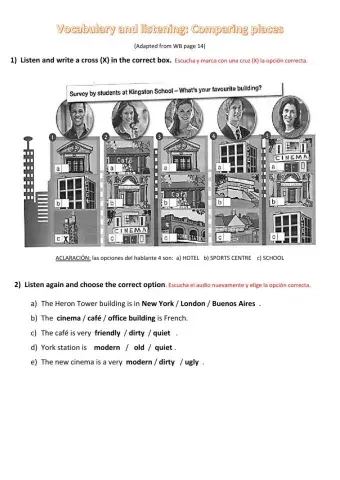 Vocabulary and Listening: Comparing places WB