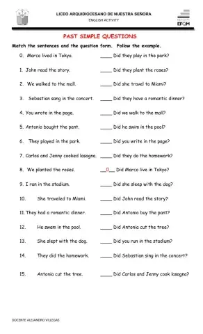 Past simple questions