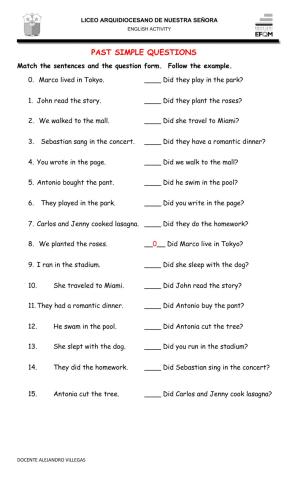 Past simple questions