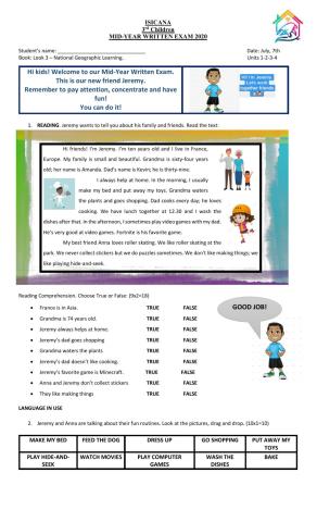 Mid-Year Written Exam - 3 niños 2020