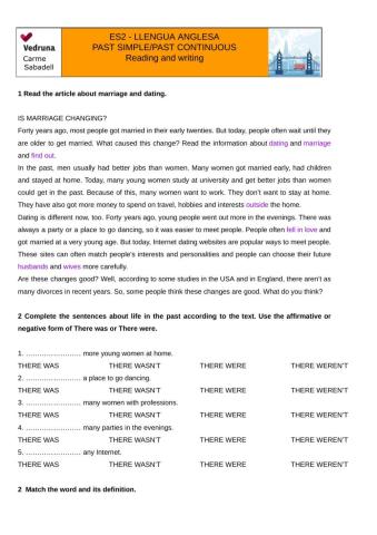 Past simple-past continuous READING AND WRITING