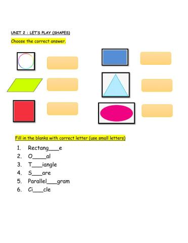 Unit 2: shapes -revision