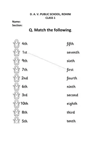 maths ordinal numbers