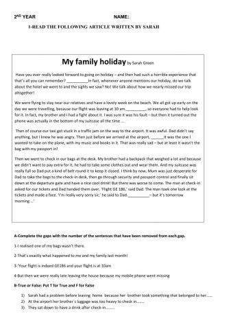 Pre-intermediate. tenses, reading comprehension, food, music, sports