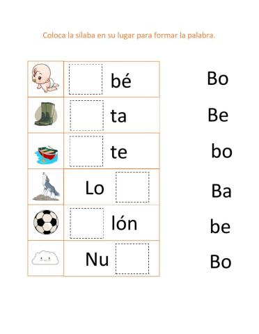 Letra B - silaba en su lugar