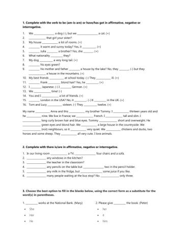 Verb To Be, Have got, Question Words, Pronouns, Present Simple and Continuous
