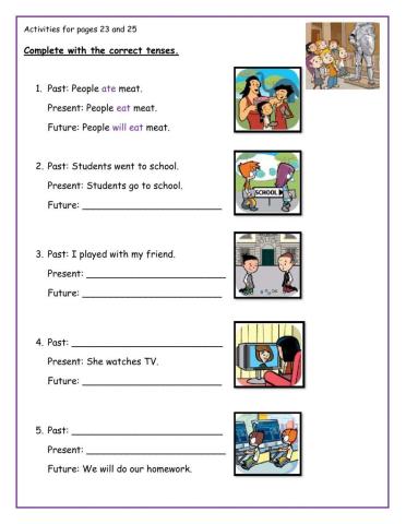 Activities for pages 23 and 25
