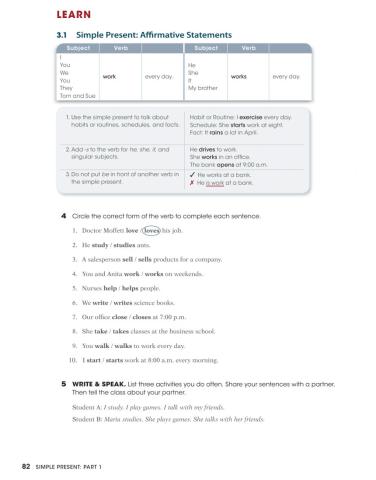 Present simple  -s, -es, -ies