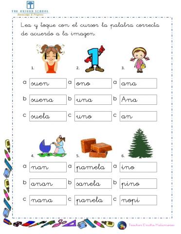 Reconocer palabras na ne ni no nu