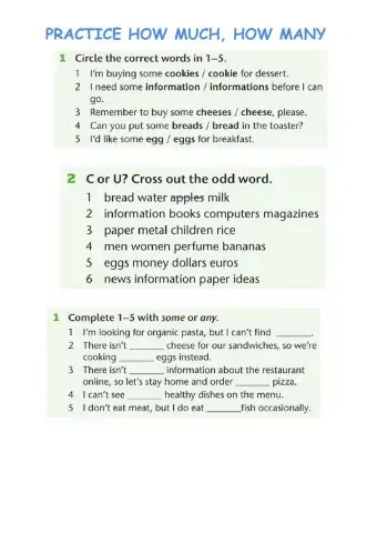 How much, how many, any, some