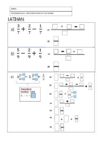 Pecahan tambah tolak