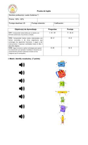 English test 1st grade