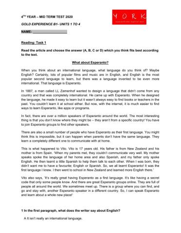 Reading comprehension