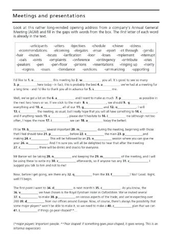 Meetings and presentations