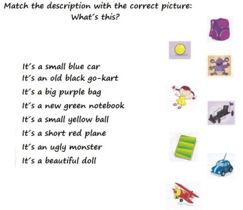 Matching activity (Toys and School objects)