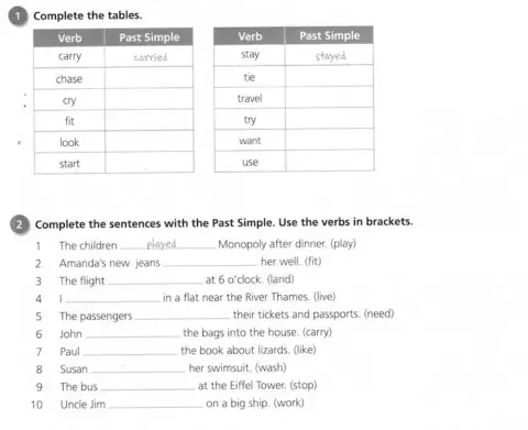 Past Simple regular verbs positive