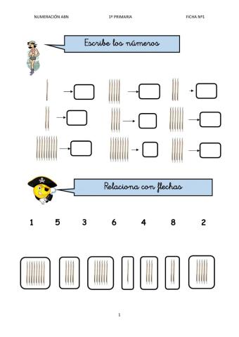 Numeración abn 1º primaria ficha 1