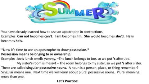 Summer Apostrohes
