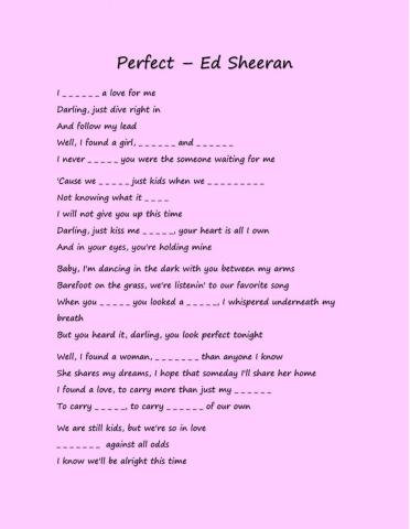 Perfect- Ed Sheeran
