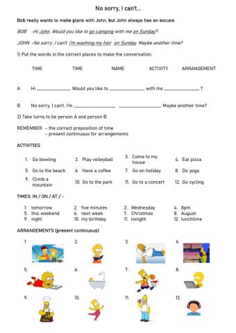 Present Continuous Future EXCUSES