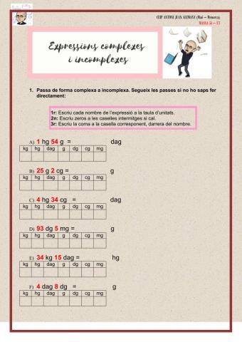 Expr. de pes complexes i incomplexes