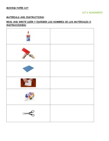 Moving paper cat - forming sentences