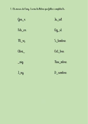 Els mesos de l'any.