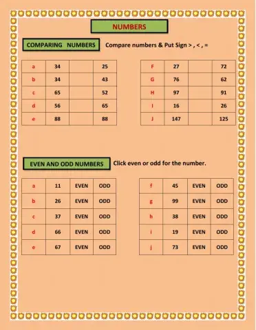 Compare numbers & Odd Even Numbers