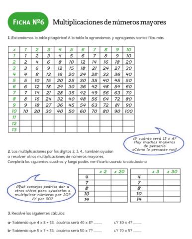Trayectorias 1, Capitulo 6. El cálculo de la multiplicación