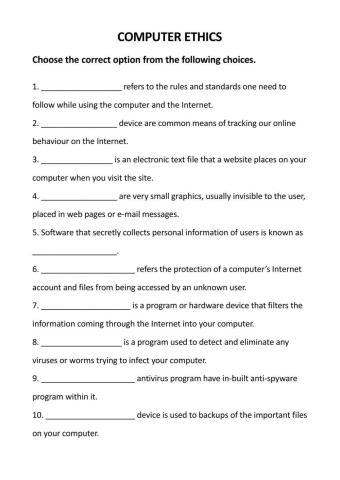 Class-10 Computer Worksheet Part-1