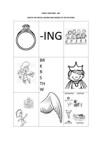 -ing worksheet black and white