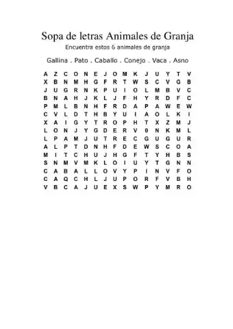 Sopa de letras animales