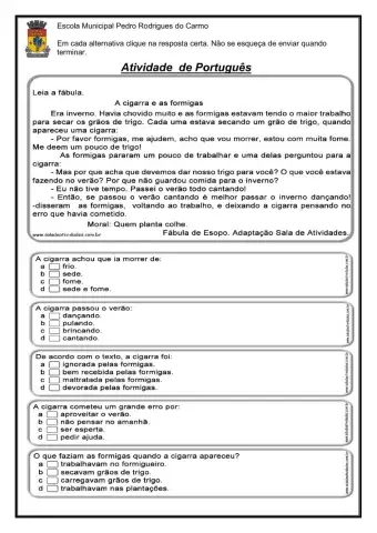 Primeiro Simulado de Português