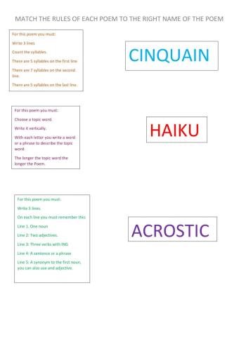 Poems: Haiku Cinquain Acrostic