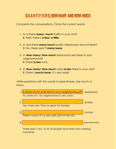 Quantifiers- How many, How much