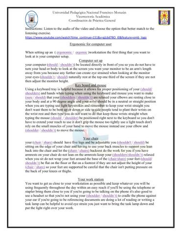 Ergonomic for computer usert