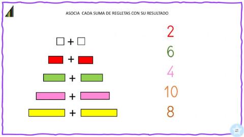 Asocia cada suma de regletas con su resultado(1)