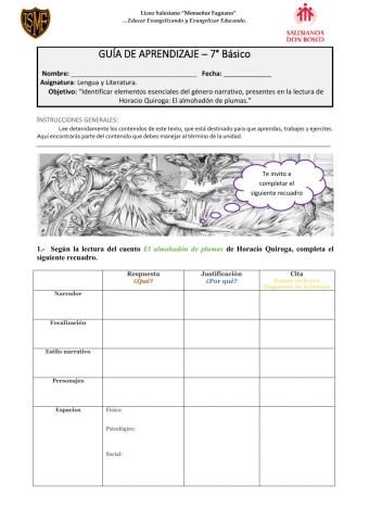 Guía de aprendizaje - El almohadón de plumas